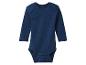 Donkerblauwe romper met lange mouwen en drukknopen.