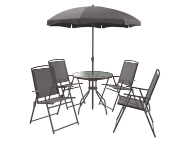 LIVARNO home Set de meubles de jardin en acier avec parasol, 6 pièces