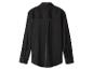 Chemise noire en satin à manches longues et col, vue de dos