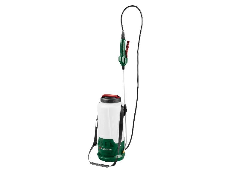 Parkside tuinspuit met witte tank en groene details