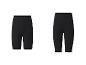 Deux shorts de sport noirs taille haute pour femme, de différentes longueurs.