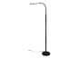 Zwarte LED staande lamp met gebogen arm.