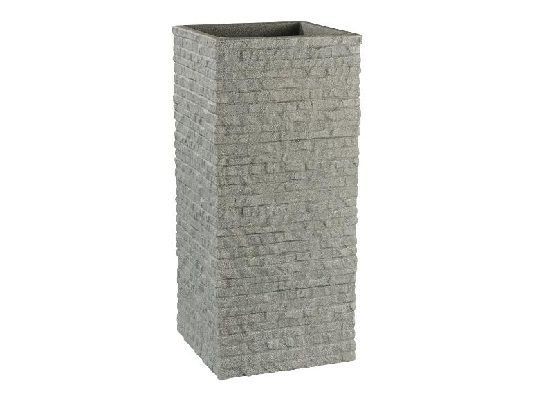 Grijze rechthoekige vaas met baksteenstructuur