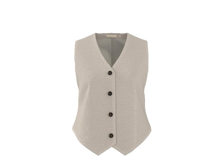 Dames beige linnen vest met bruine knopen