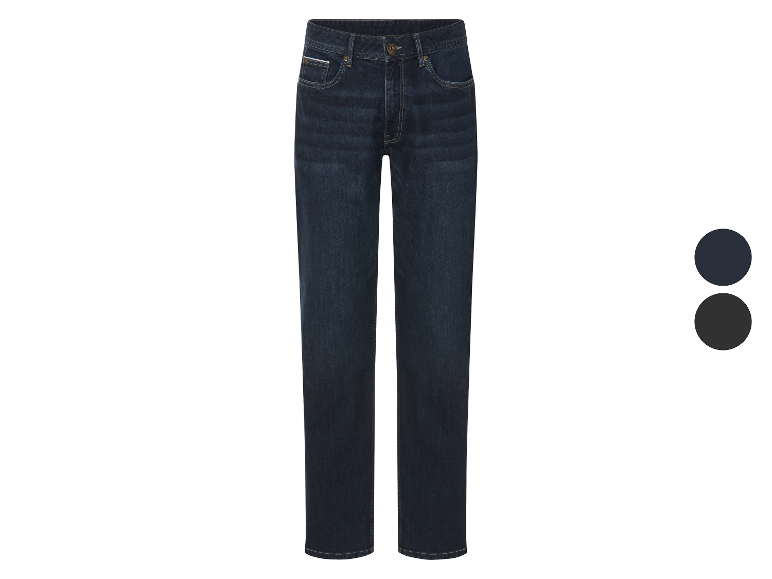 Blauwe jeans.