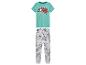 Pyjama met Smurfen print, met een blauwe T-shirt en grijze broek.