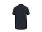 Donkerblauw poloshirt met korte mouwen, achterkant.