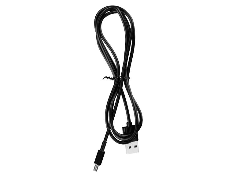 Câble USB noir enroulé avec connecteurs USB-A et mini-USB