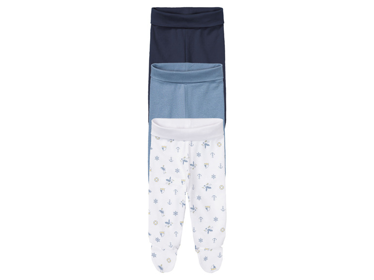 Drie paar baby leggings met een maritiem printje.