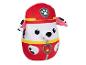 Een pluche Paw Patrol Marshal knuffel met een brandweerman outfit.