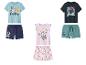Ensembles t-shirts et shorts pour enfants avec personnages de dessins animés et imprimés floraux.