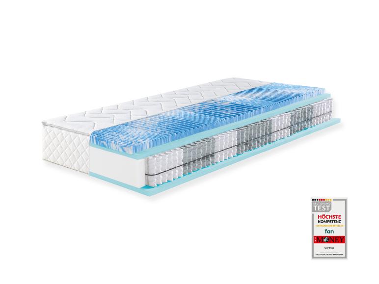 Matelas avec mousse à mémoire de forme et ressorts ensachés.