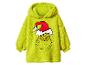 Groene pluizige hoodie met Grinch-gezicht en kerstmuts