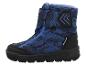 Bottes d'hiver imperméables pour enfants avec imprimé camouflage bleu et fermeture velcro.
