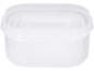 Set van transparante, in elkaar passende plastic voedselcontainers
