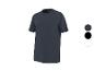 T-shirt à manches courtes bleu foncé avec trois options de couleur à droite : bleu foncé, noir et blanc.