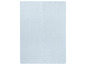 Een blauwe deken met witte stippen.