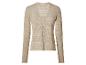 Cardigan beige à manches longues en maille ajourée pour femme