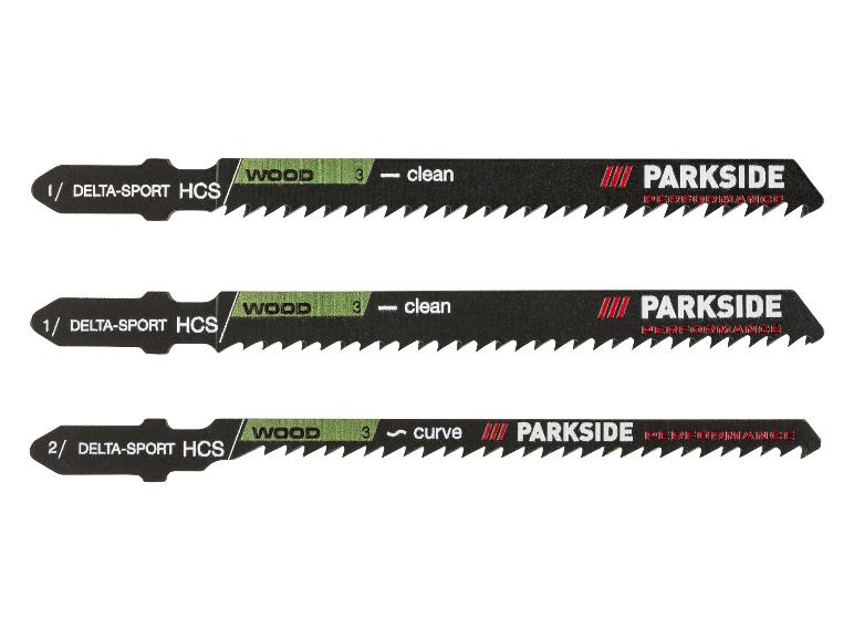 Trois lames de scie sauteuse Parkside pour le bois, avec technologie Delta-Sport HCS.