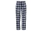 Blauw-wit geblokte pyjamabroek.