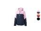 Veste de ski Crivit rose et bleu foncé avec fermeture éclair et capuche.