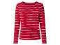 T-shirt à manches longues rayé rouge et blanc pour femme