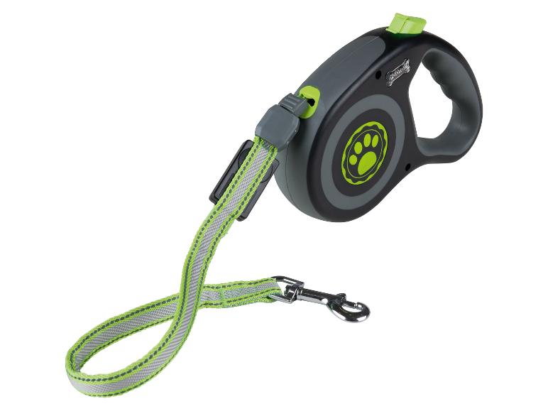 Grijze en groene oprolbare hondenriem