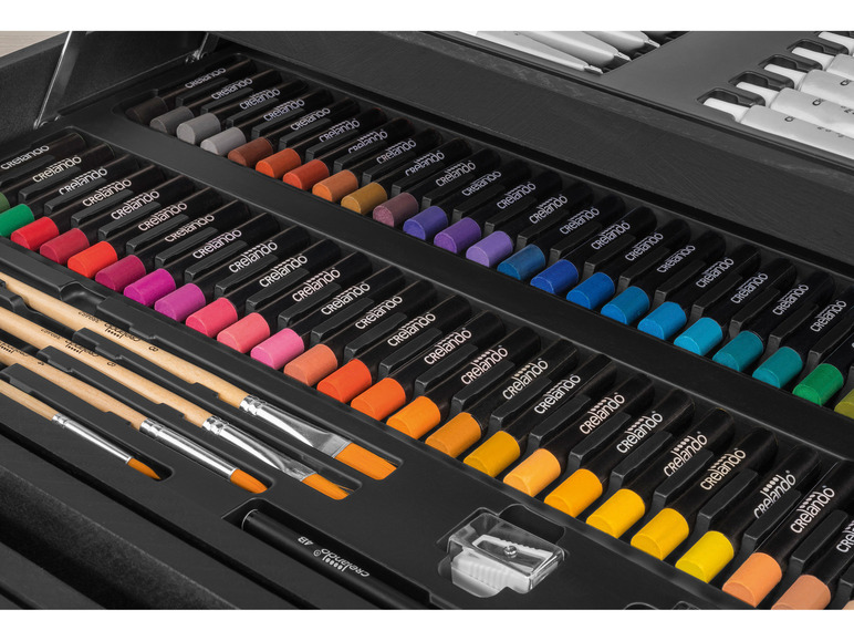crelando® Coffret à dessin en bois, 174 pièces