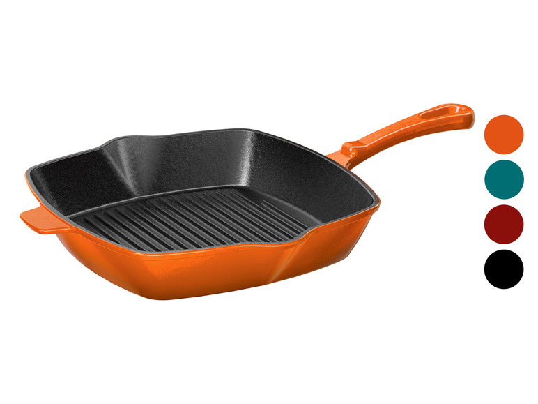 Ga naar volledige schermweergave: ERNESTO® Gietijzeren grillpan, 24,5 x 24,5 cm - afbeelding 1