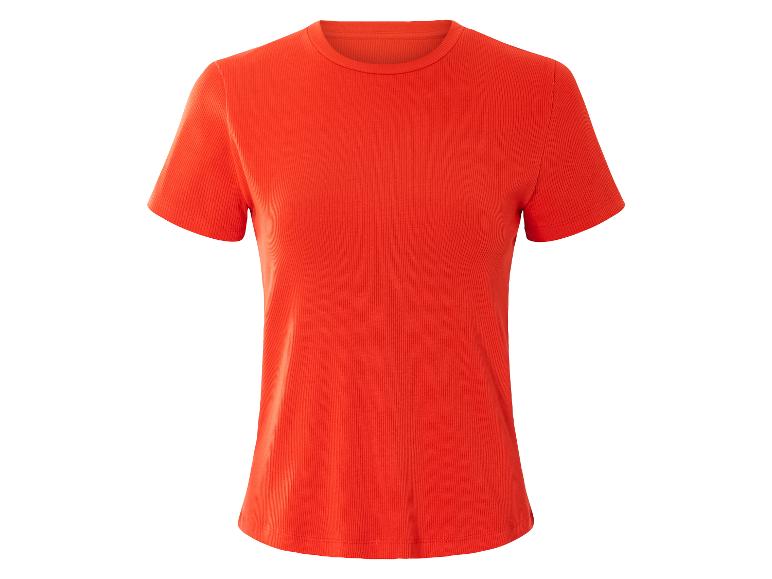 Un t-shirt orange à manches courtes et à côtes.