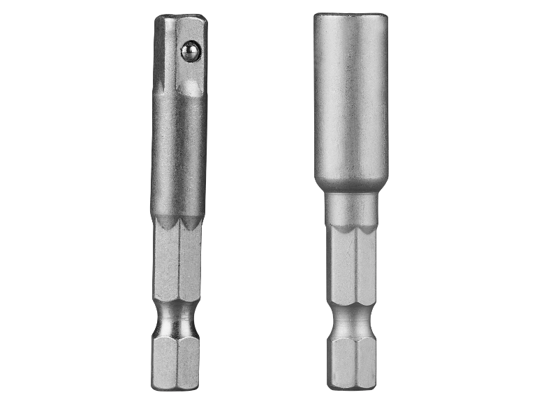 Deux embouts de tournevis en métal.