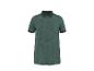 Polo vert avec imprimé feuilles tropicales et col et poignets foncés.