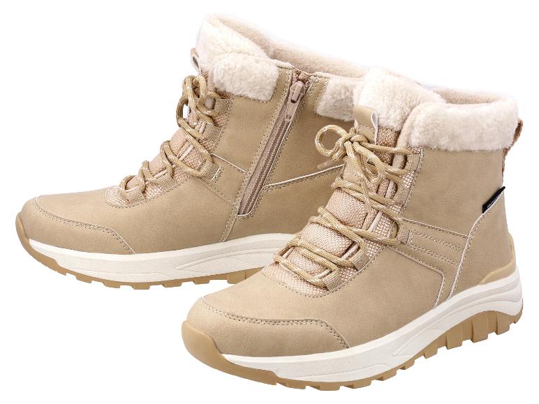 Bottes d'hiver beiges avec fourrure, lacets et fermeture éclair