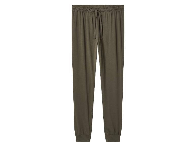 Kakikleurige joggingbroek met trekkoord en elastische boorden.