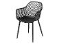 Chaise de salle à manger moderne noire avec dossier et accoudoirs à motif losanges