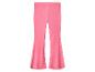 Pantalon évasé côtelé rose pour enfants avec ourlet ondulé.