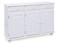 Witte dressoir met twee lades en drie deuren.