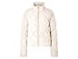 Une veste matelassée beige avec fermeture éclair.