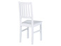 Une chaise en bois blanche avec un dossier droit.