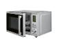 Zilveren SilverCrest magnetron met open deur en bedieningspaneel.