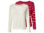 Lot de deux t-shirts à manches longues pour femmes, un blanc uni et un rouge à rayures blanches.