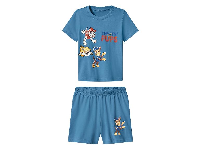 Blauwe kinderslaapset met puppyprint en de tekst 'Chillin' with my Pups'.