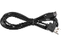 Zwarte USB-oplaadkabel met USB-A en USB-C connectoren, opgerold.