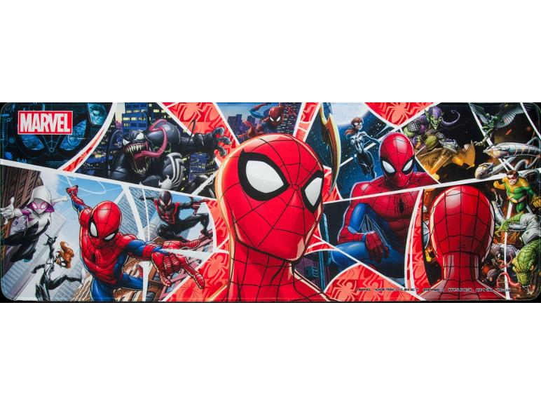 Tapis de souris avec des personnages de super-héros et super-vilains de bandes dessinées.