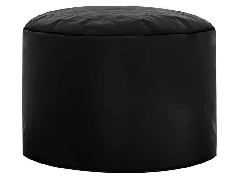 Un pouf rond de couleur noire.