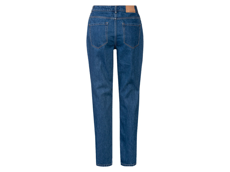Een paar blauwe jeans, van achteren bekeken.