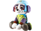 Pluche speelgoedhond met blauwe pet en geel vest