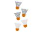 Witte en oranje badmintonshuttles.