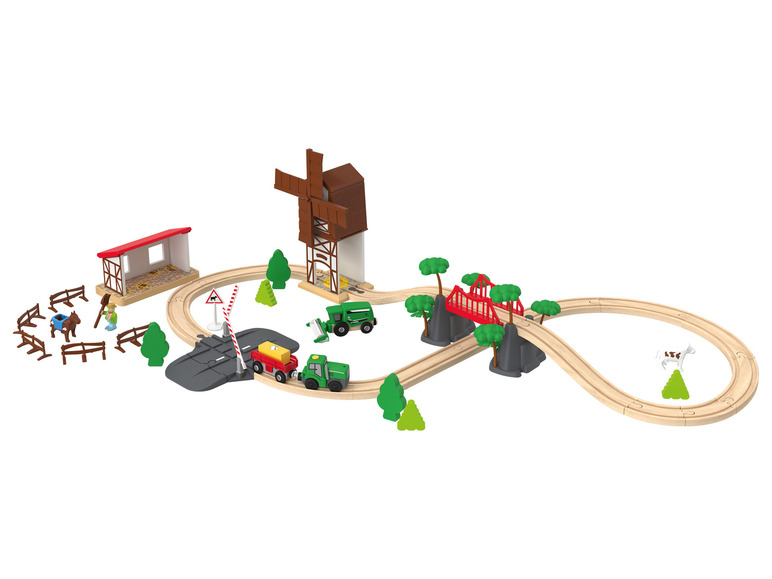 Aller en mode plein écran Playtive Set de chemin de fer en bois ferme ou pompiers - Photo 4