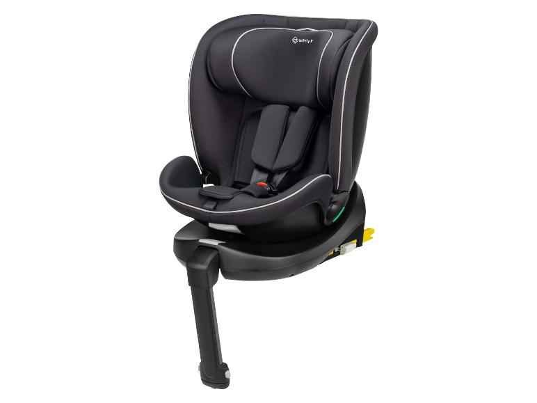 Zwart draaibaar babyautostoeltje met veiligheidsgordels en Isofix-basis